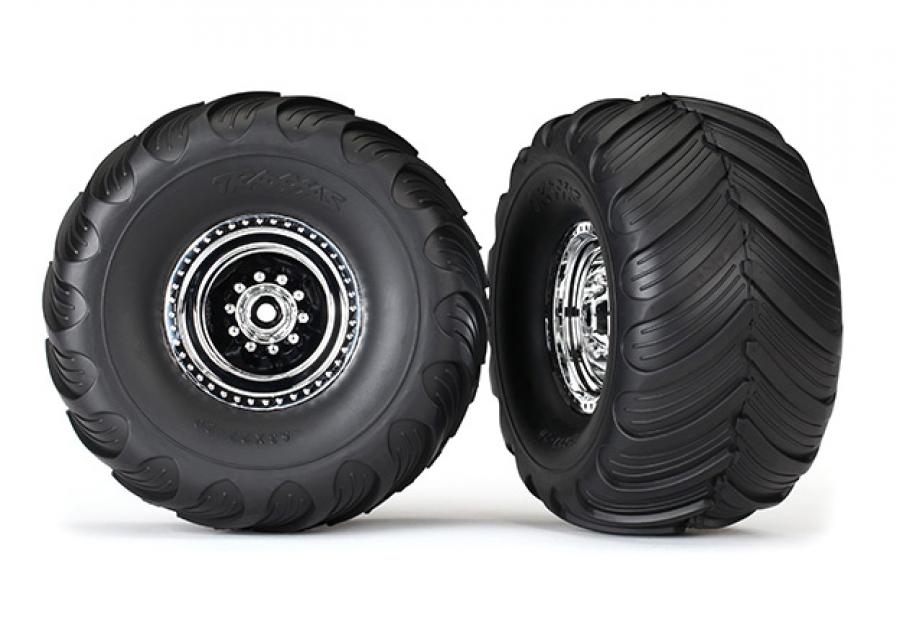 Traxxas Tires & Wheels Terra Groove/Chrome 2.0/3.0" Truck (2) TRX3663X