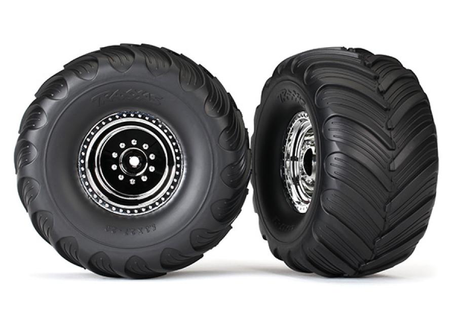 Traxxas Tires & Wheels Terra Groove/Satin Chrome 2.2/3.0 Truck (2) TRX3665X