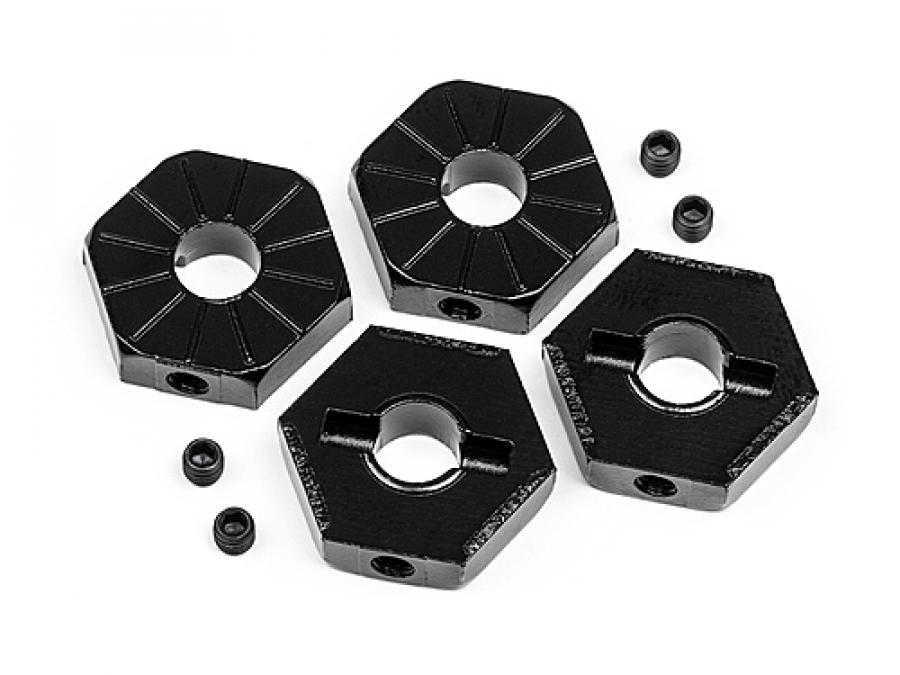 17MM HEX WHEEL ADAPTOR W/ SET SCREWS 4PCS (BLACK)