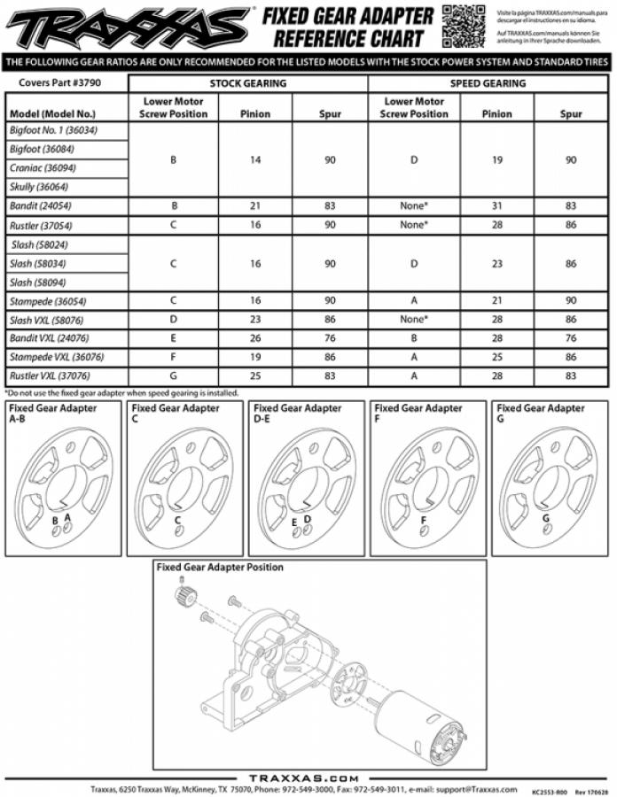 Traxxas Gear Adaptor Fixed Set TRX3790