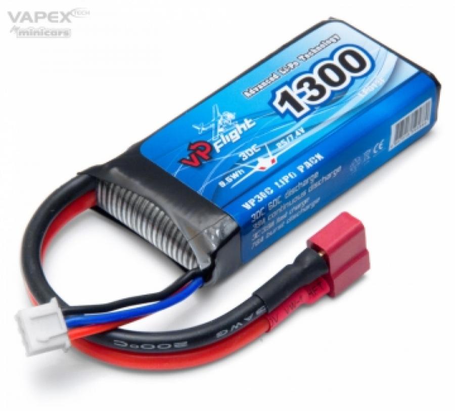 Li-Po Battery 2S 7.4V 1300mAh 30C T-Connector