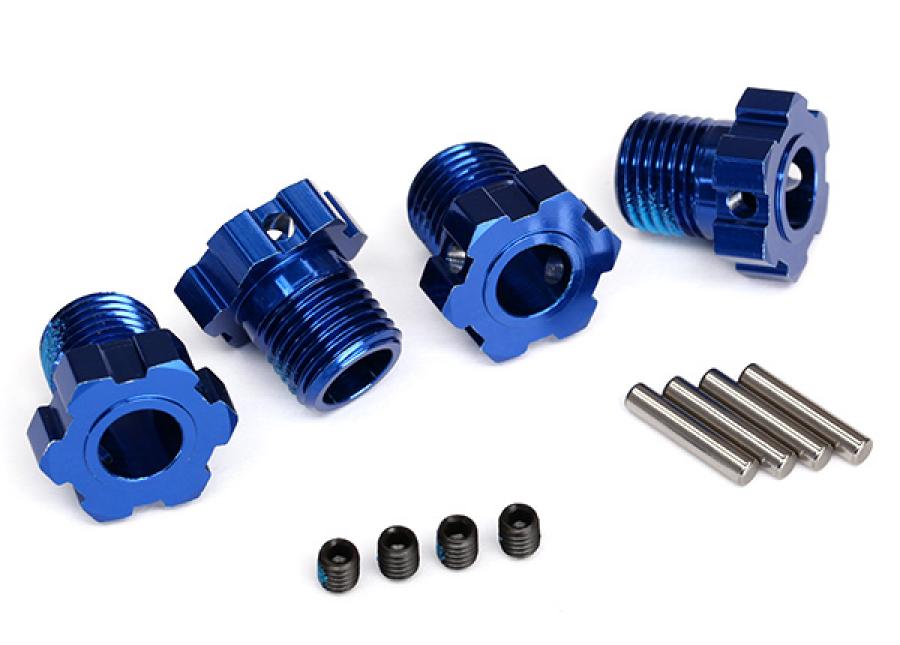 Traxxas Wheel hubs, splined, 17mm (blue-anodized) (4)/ 4x5 GS (4), 3 TRX8654