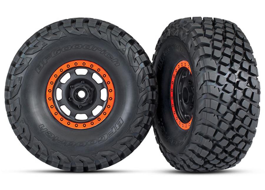Traxxas Tires & Wheels Baja KR3/Desert Racer Black-Orange (2) UDR TRX8472