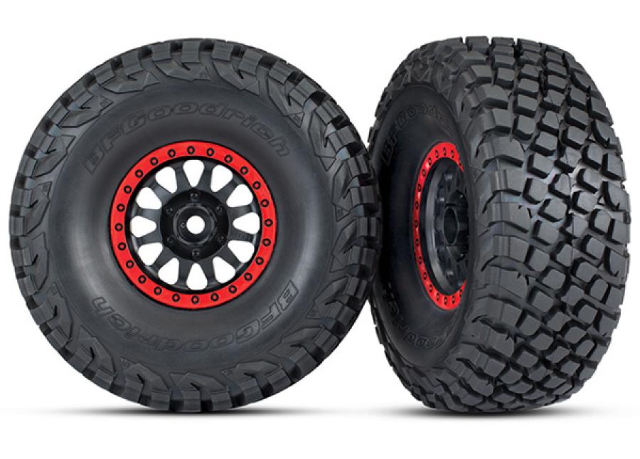Traxxas Tires & Wheels Baja KR3/Method Race Black-Red (2) UDR TRX8474