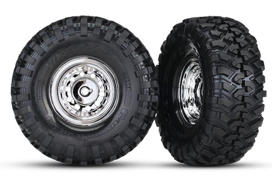 Traxxas Tires & Wheels Canyon Trail/Chrome 1.9" SC (for 8255A Axle) TRX8177