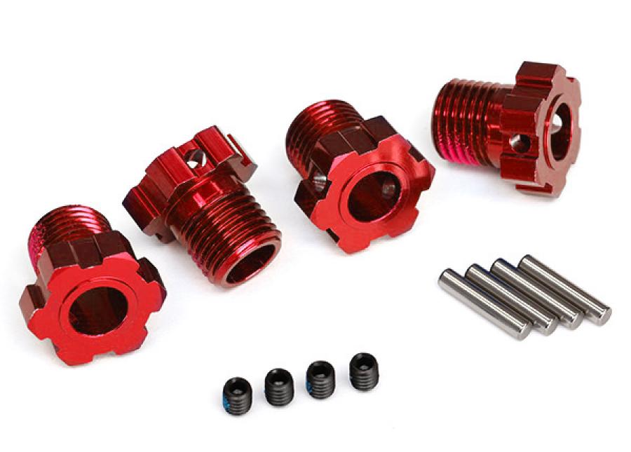 Traxxas Wheel hubs, splined, 17mm (red-anodized) (4)/ 4x5 GS (4), 3x TRX8654R