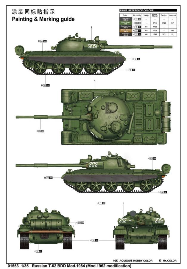 Trumpeter 1:35 Russian T-62 BDD Mod.1984 (Mod.1962 modification)