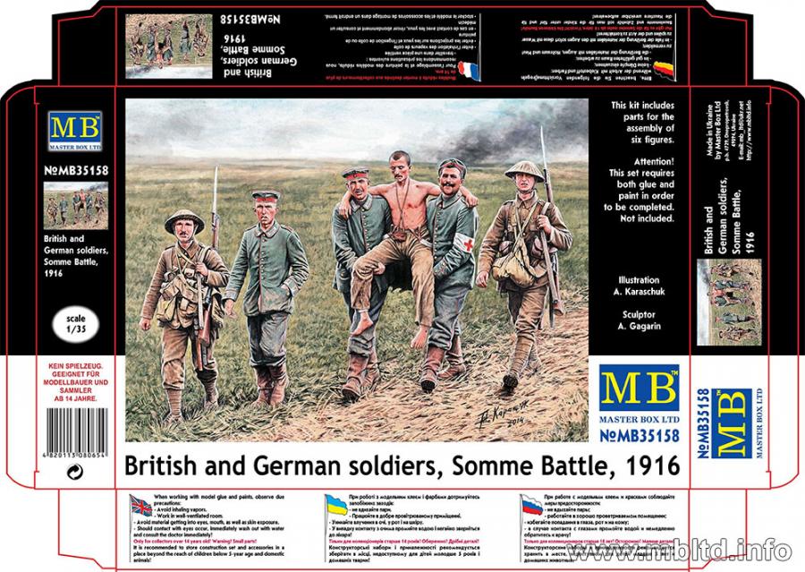 1:35 British and German soldiers, Somme Battle
