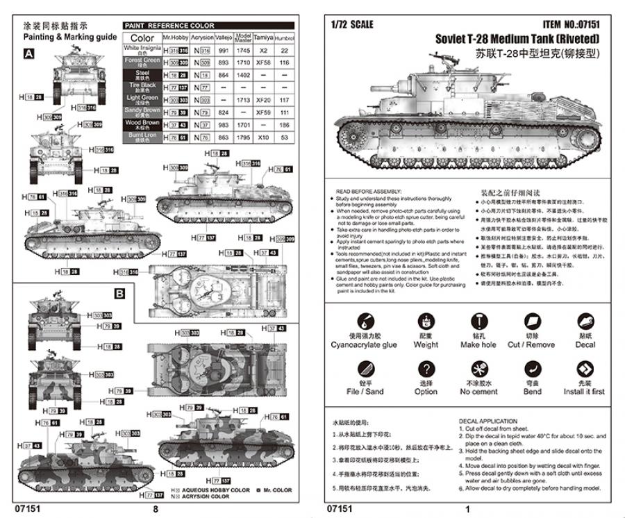 Trumpeter 1:72 Soviet T-28 Medium Tank (Riveted)