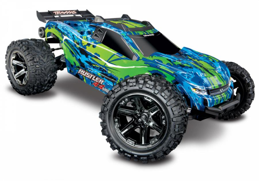 Traxxas Rustler 4x4 VXL 1/10 RTR TQi TSM Vihreä ilman akkua ja laturia TRX67076-4-GRN