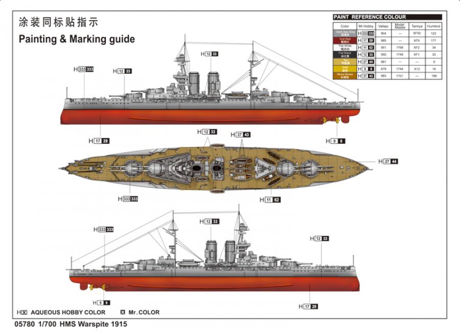 1:700 HMS Warspite 1915
