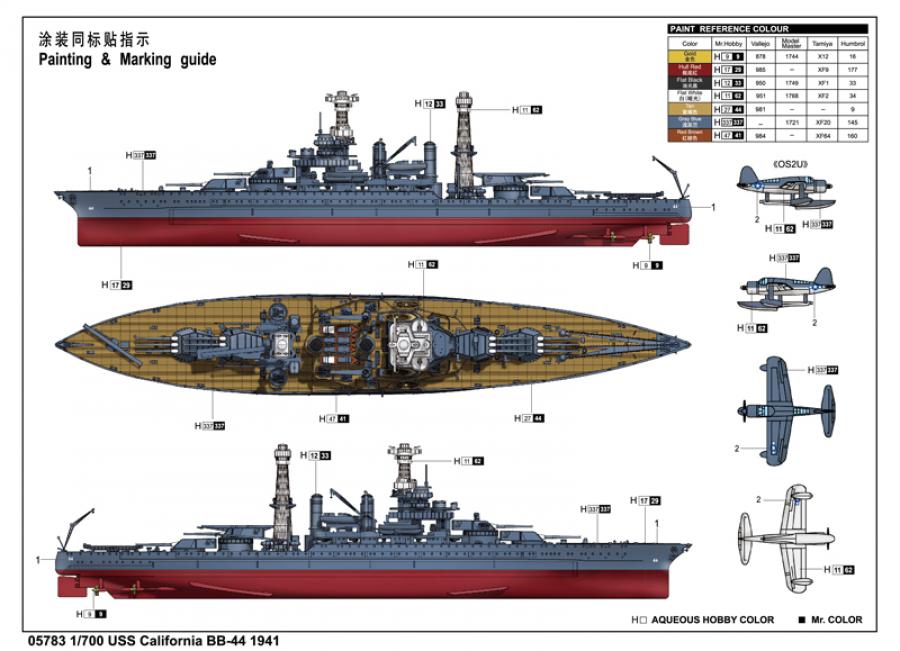 Trumpeter 1:700 USS California BB-44 1941