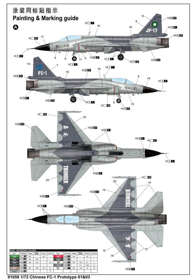 Trumpeter 1:72 Chinese FC-1 Prototype 01 & 03