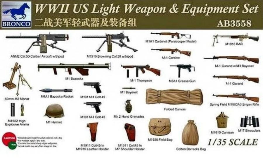 1:35 WWII US Light Weapon & Equipment