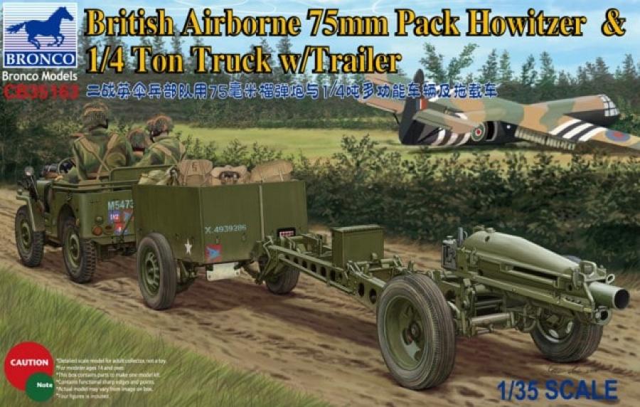 1:35 British Airborne 75mm Pack Howitzer & 1/4 Ton Truck w/Trailer