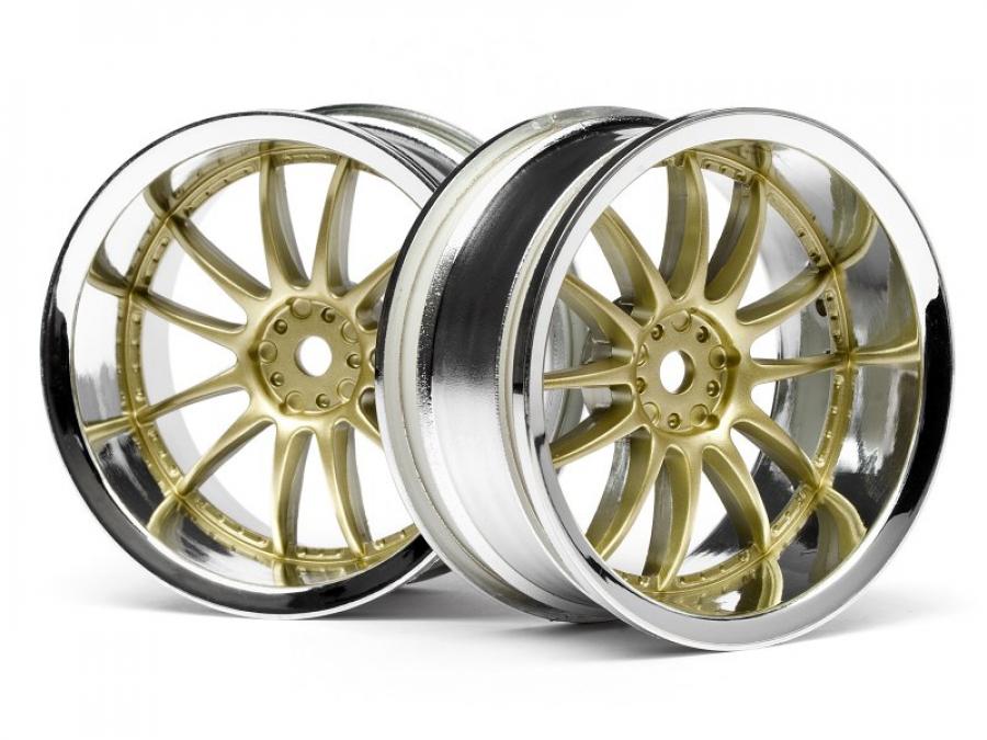 HPI Racing  WORK XSA 02C WHEEL 26mm CHROME/GOLD (6mm OFFSET 3298