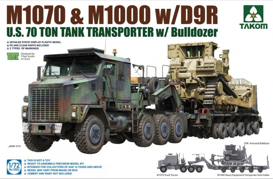 1:72 M1070&M1000 w/D9R 70 Ton Tank Transporter w/Bulldozer

