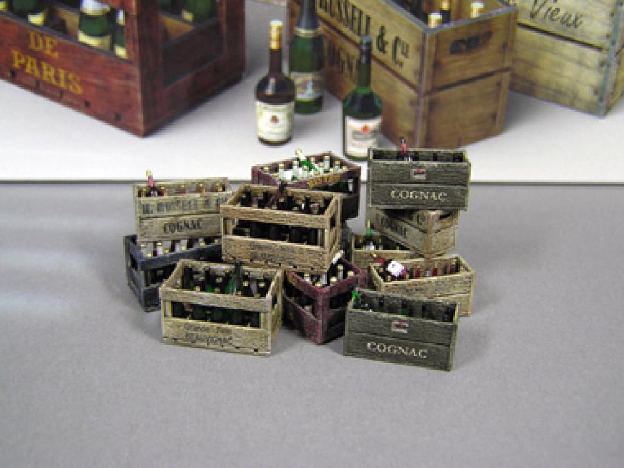 1:35 Champagne & Cognac Bottles w/Crates