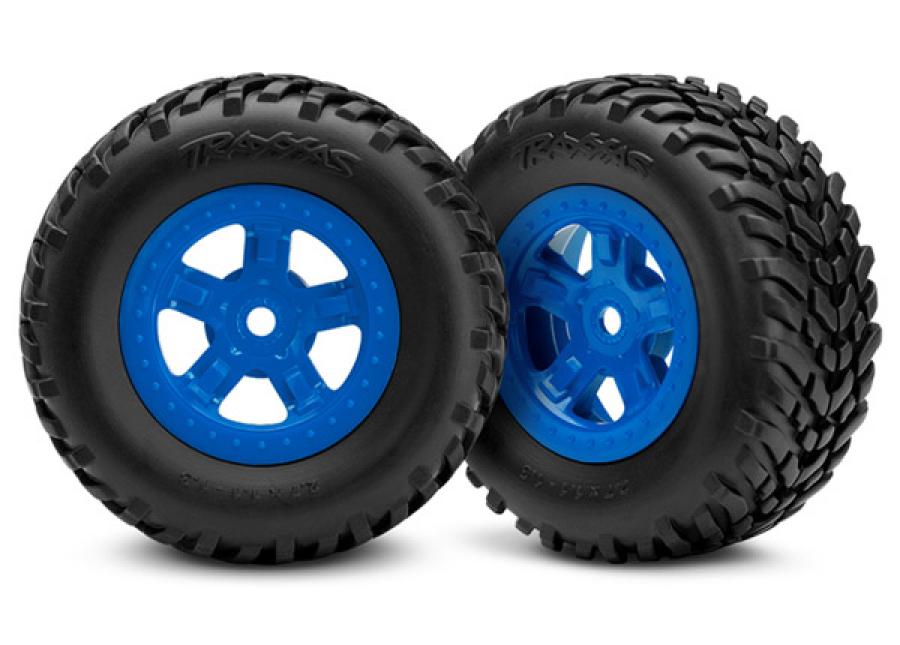 Traxxas Tires & Wheels SCT/SCT Blue Desert PreRunner 1/18 (2) TRX7674