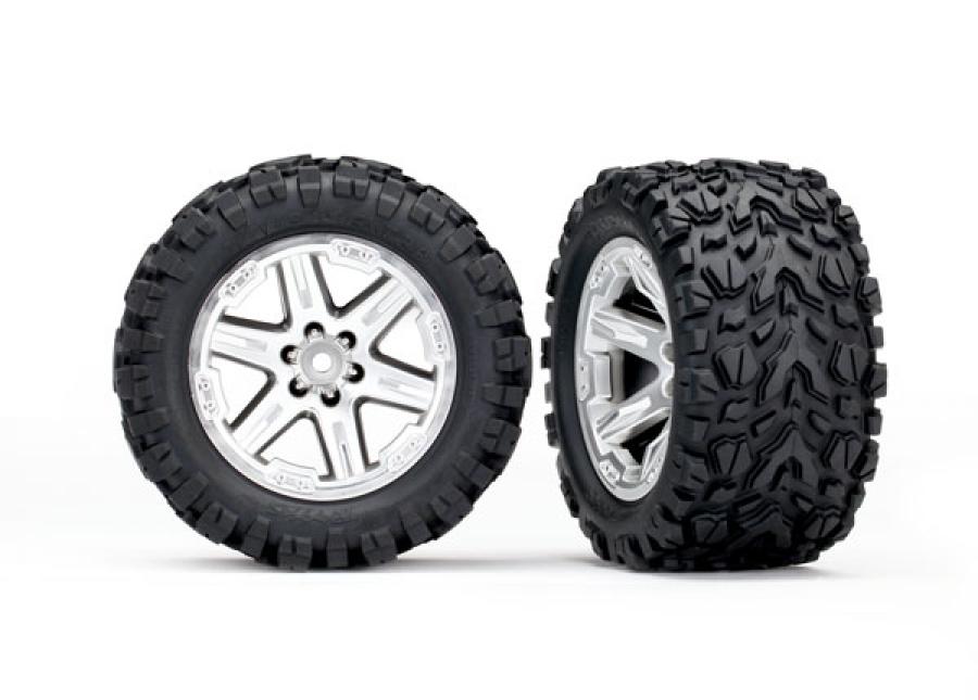 Traxxas Tires & Wheels Talon Extreme/RXT Satin Chrome 2.8" 4WD TSM TRX6773R