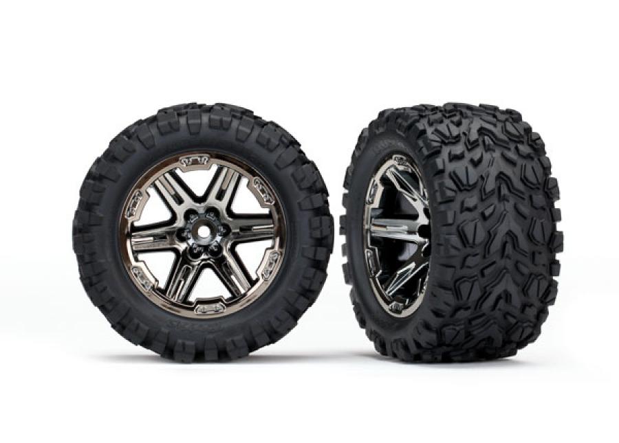 Traxxas Tires & Wheels Talon Extreme/RXT Black Chrome 2.8" 4WD TSM TRX6773X