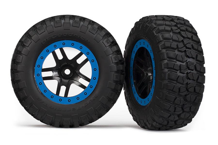Traxxas Tires & Wheels BFGoodrich/S-Spoke Black-Blue 2WD Front (2) TRX5885A