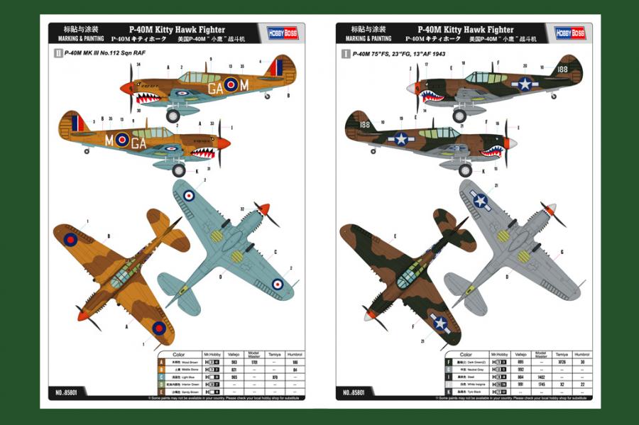 1:48 P-40E Kitty Hawk Fighter