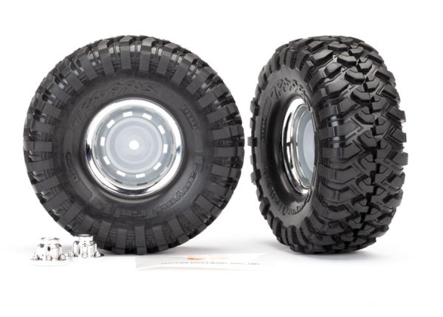 Traxxas Tire & Wheel Canyon Tr./Chro. 1.9"+Center Caps (for #8255A) TRX8166