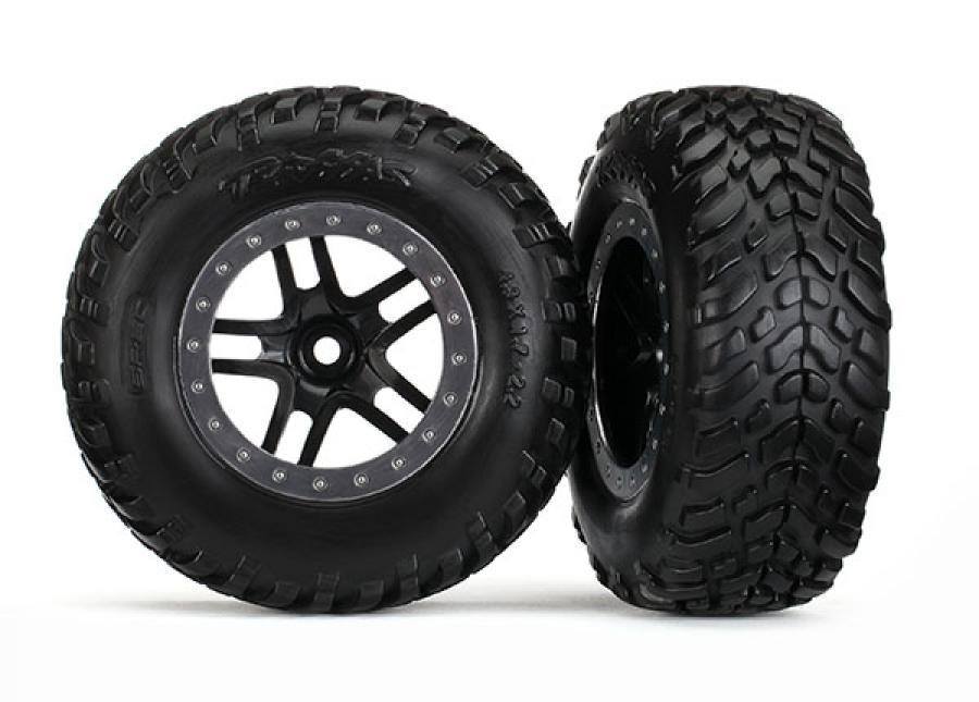 Traxxas Tires & Wheels SCT/S-Spoke Black-Satin 4WD/2WD Rear TSM TRX5889