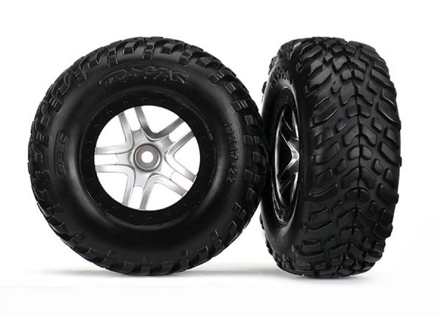 Traxxas Tires & Wheels SCT S1/S-Spoke Chr.-Black 4WD/2WD Rear TSM(2) TRX6892R