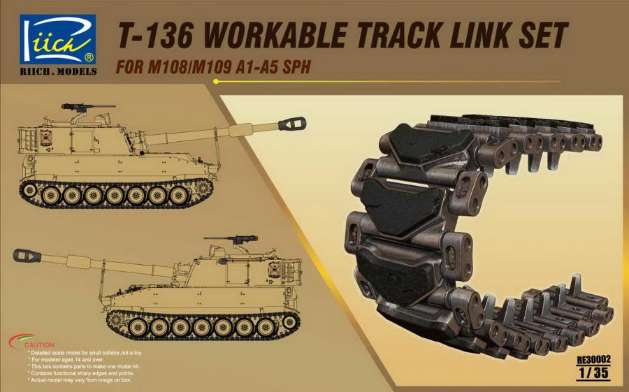 1:35 T-136 Workable Track set for M108/M109A1-A5
