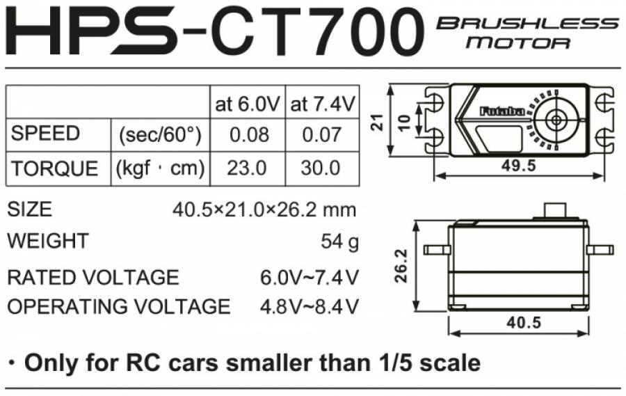HPS-CT700 Car Servo Low Profile 30kg 0.07s S.BUS