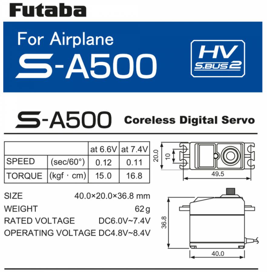 S-A500 Airplane Servo 16.8kg 0.11s HV S.BUS