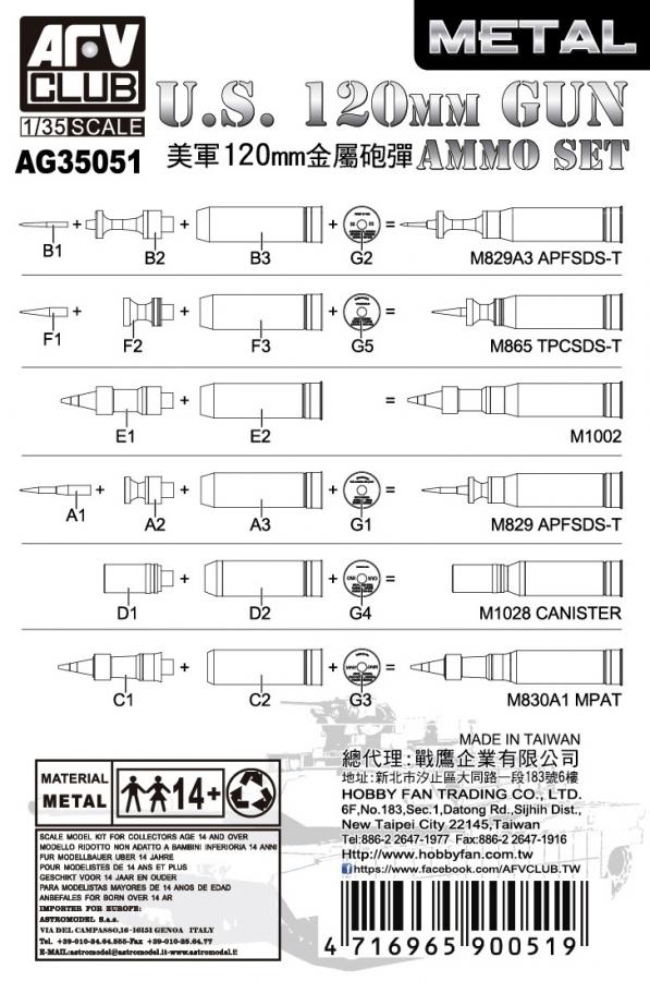 1:35 US M1A1/M1A2 M256 120mm Ammo set