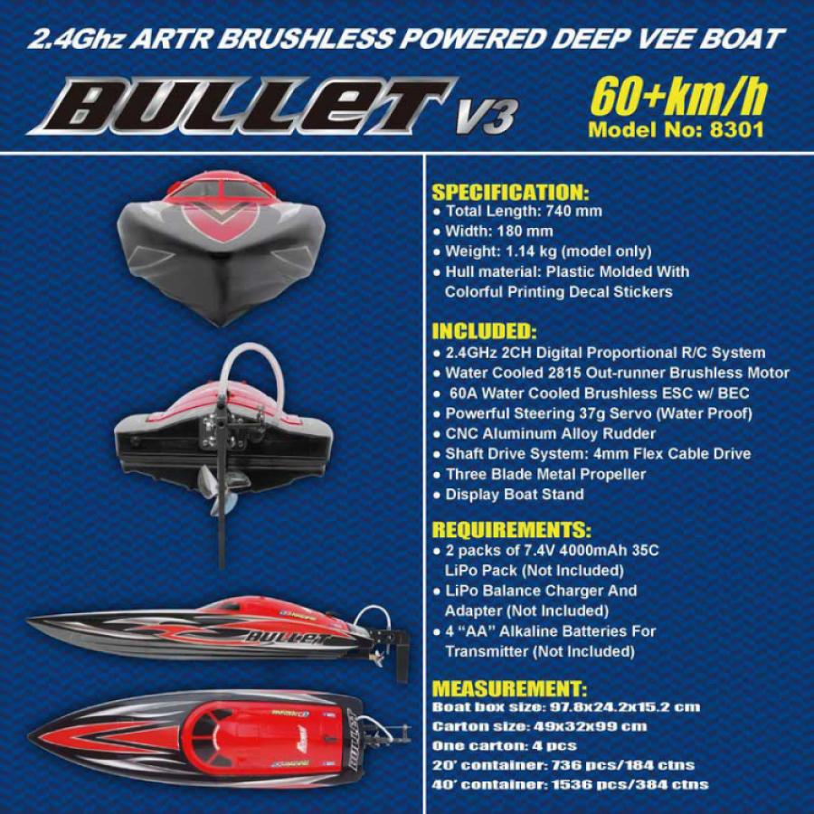 Bullet Off-shore V3 BL ARTR 2.4G w/o Battery, charger