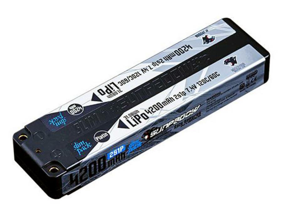 Li-Po Battery 2S 7,4V 4200mAh 120C Slim Mid Platin