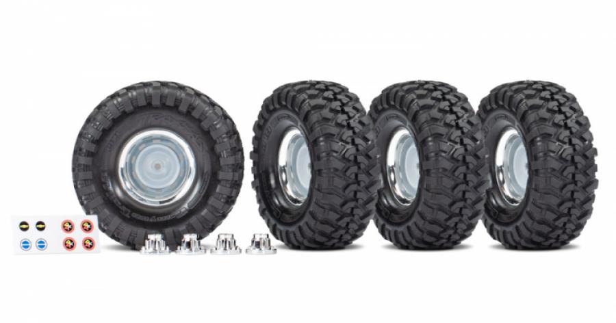 Traxxas Tire & Wheel Canyon Tr./Chro. 1.9"+Center Caps (for #8255A) TRX8166X