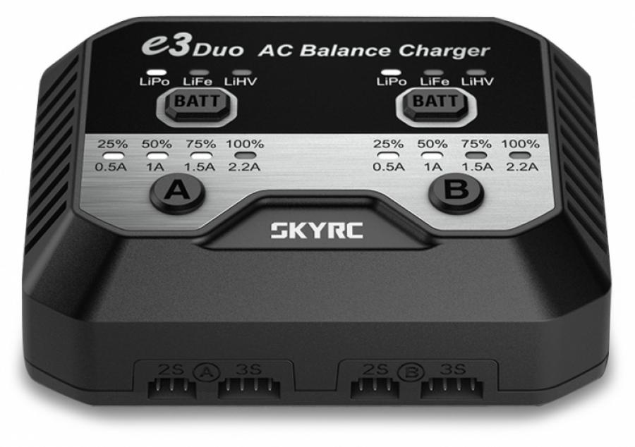 Laturi SkyRC e3 Duo Charger 2-3s LiPo/LiFe/LiHV 240VAC