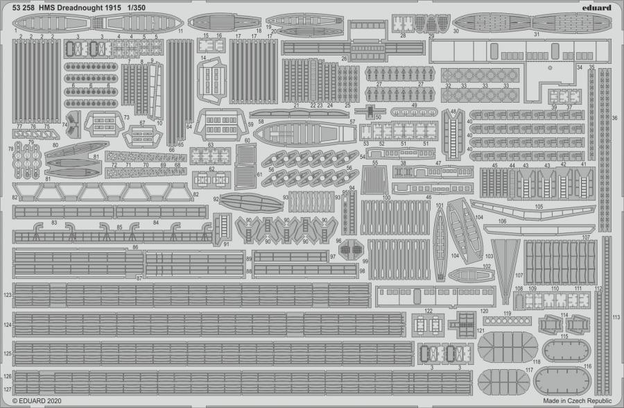 1:350 HMS Dreadnought 1915 set for Trumpeter kit
