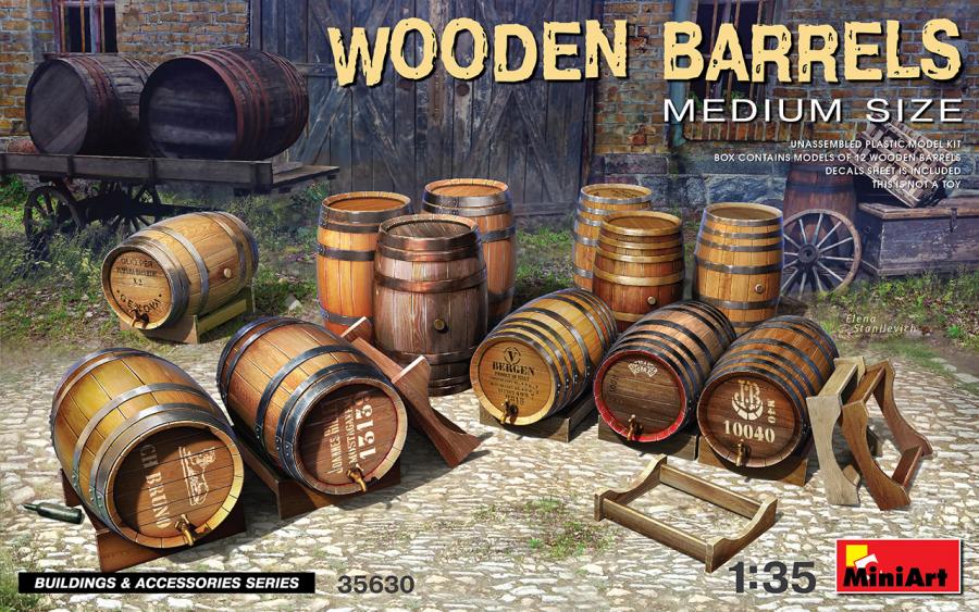 1:35 Wooden Barrels. Medium Size