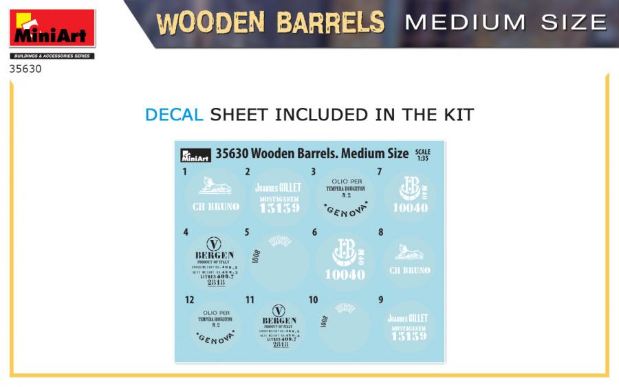 1:35 Wooden Barrels. Medium Size