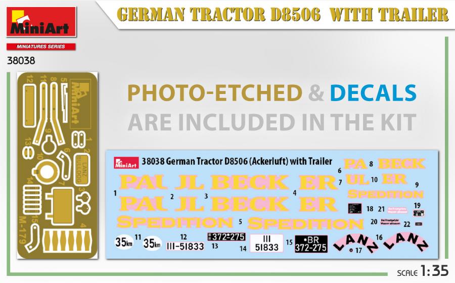1:35 German Tractor D8506 with Trailer