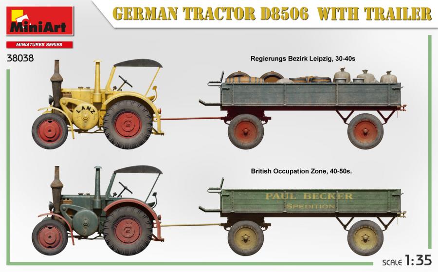 1:35 German Tractor D8506 with Trailer