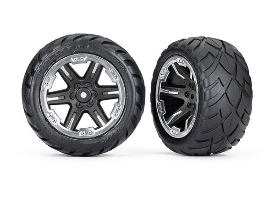 Traxxas Tires & Wheels Anaconda/RXT Black & Chrome 2,8" 4WD, 2WD Front (TSM-Rated)(2) TRX6775X