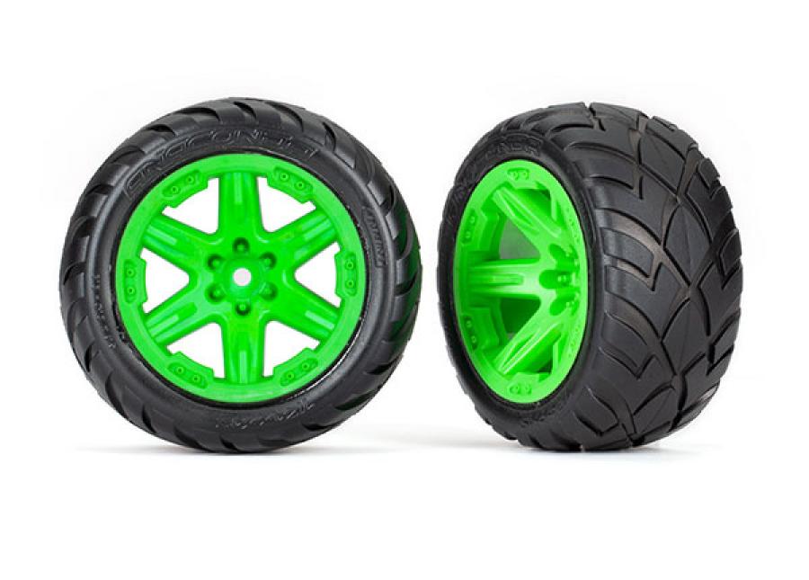 Traxxas Tires & Wheels Anaconda/RXT Green 2,8" 4WD, 2WD Front (TSM-Rated)(2) TRX6775G