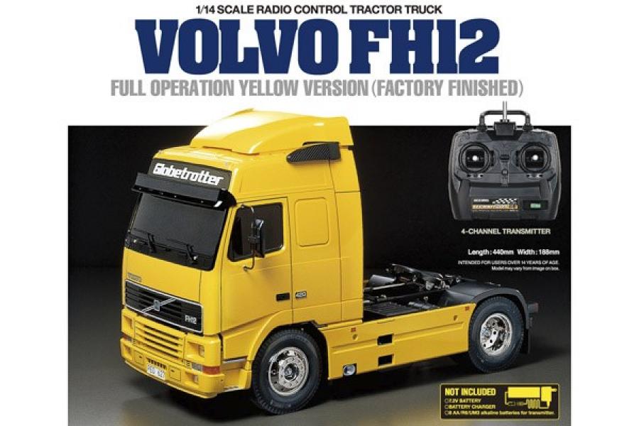 Tamiya Færdigmodel, RC Volvo FH12 full op. yellow komplet rc-kuorma-auto