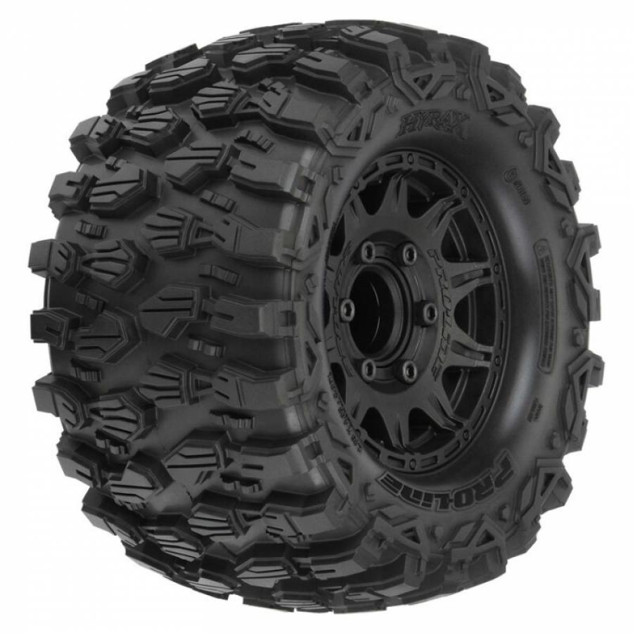 Hyrax 2.8" All Terrain Tires Mounted on Raid Black 6x30 Removable Hex Wheels (2) for StampedeÂ® 2wd & 4wd Front and Rear
