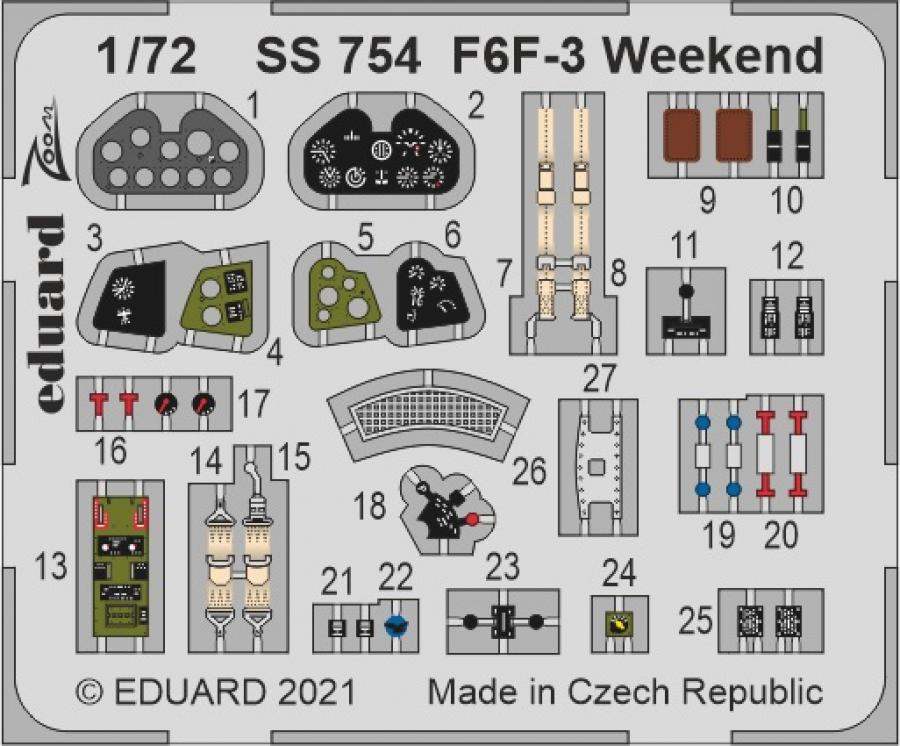 1:72 Pe set for Eduard F6F-3 Weekend 