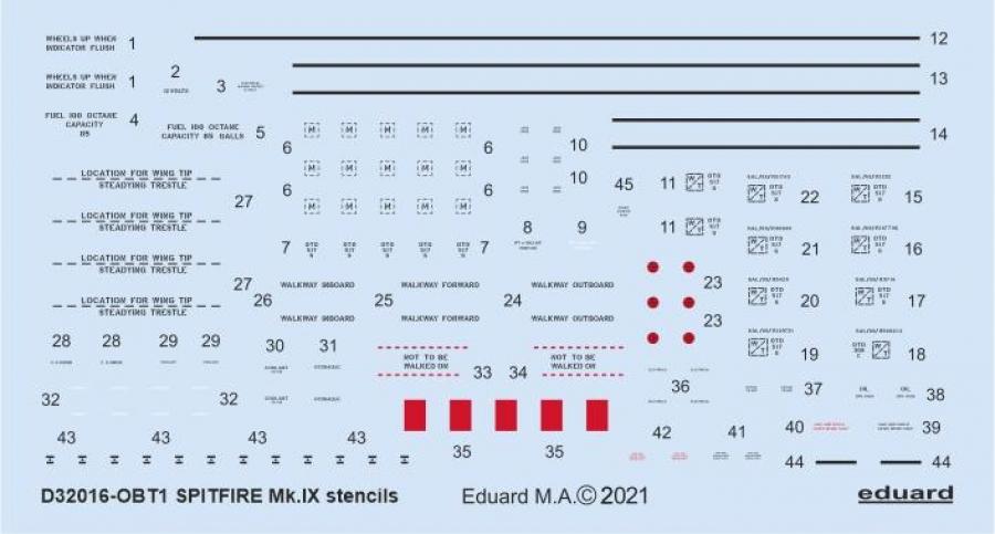 1:32 Spitfire Mk.IX stencils for TAMIYA/Revell