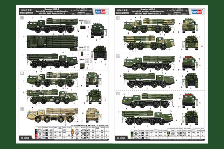 1/72 Russian 9A52-2 Smerch-M launcher of RSZO 9k58 Smerch MRLS